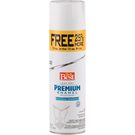All-Source Premium Enamel 15 Oz. Gloss Bonus Can Spray Paint, White 203490D
